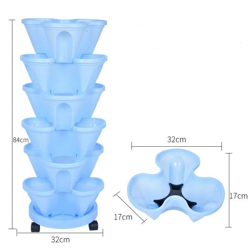 Hydroponic Tower Planter - İstiflenebilir Plastik Çilek Sebze Yetiştirme Kabı