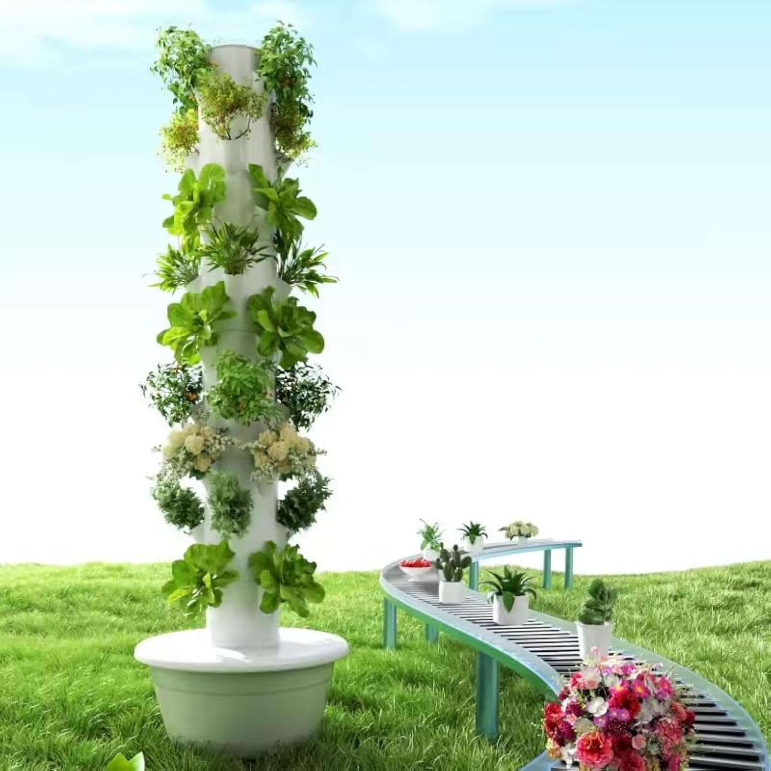 Hydroponic Tower Planter - Dikey Hidroponik Yetiştirme Kulesi Aeroponik Kule