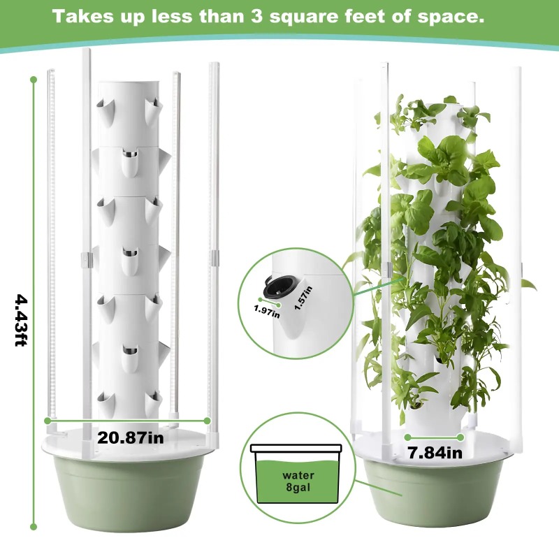 4 LED Büyütme Lambası ile Hidr - Hydroponic Tower Planter incelemesi ve fiyatı